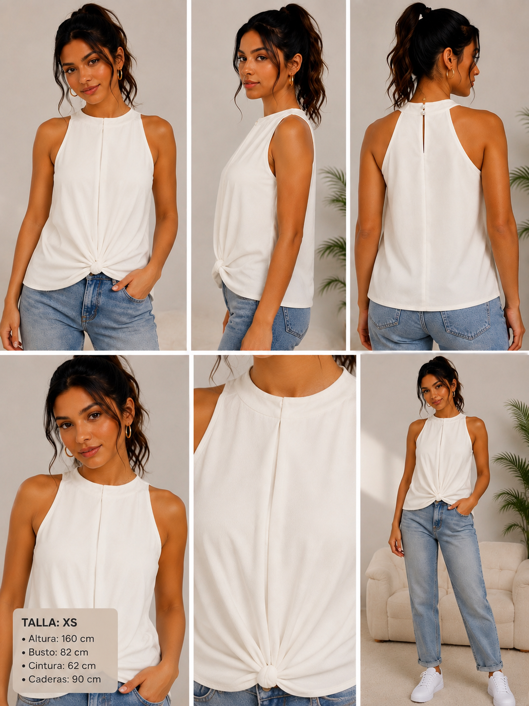 Blusa Sin Mangas con Nudo Frontal