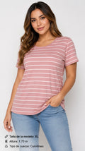 Blusa SHEIN  de mujer rosa con rayas blancas – talla XL