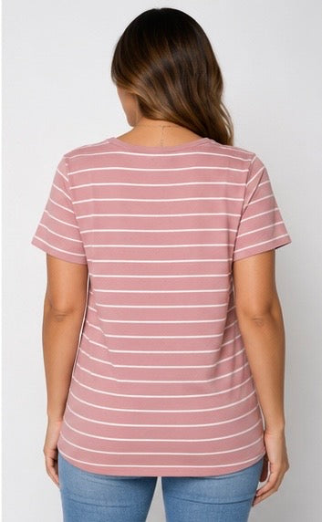 Blusa SHEIN  de mujer rosa con rayas blancas – talla XL