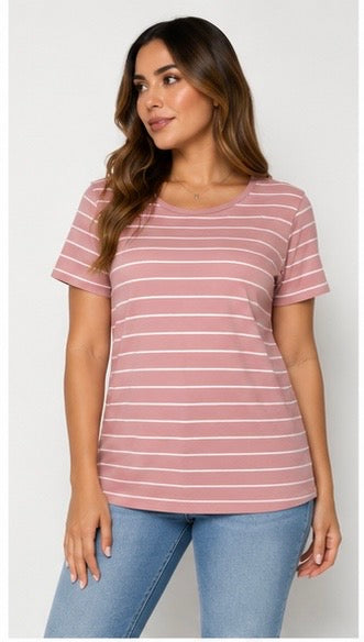 Blusa SHEIN  de mujer rosa con rayas blancas – talla XL