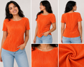 SHEIN | Blusa Plisada de Manga Corta – Naranja Vibrante