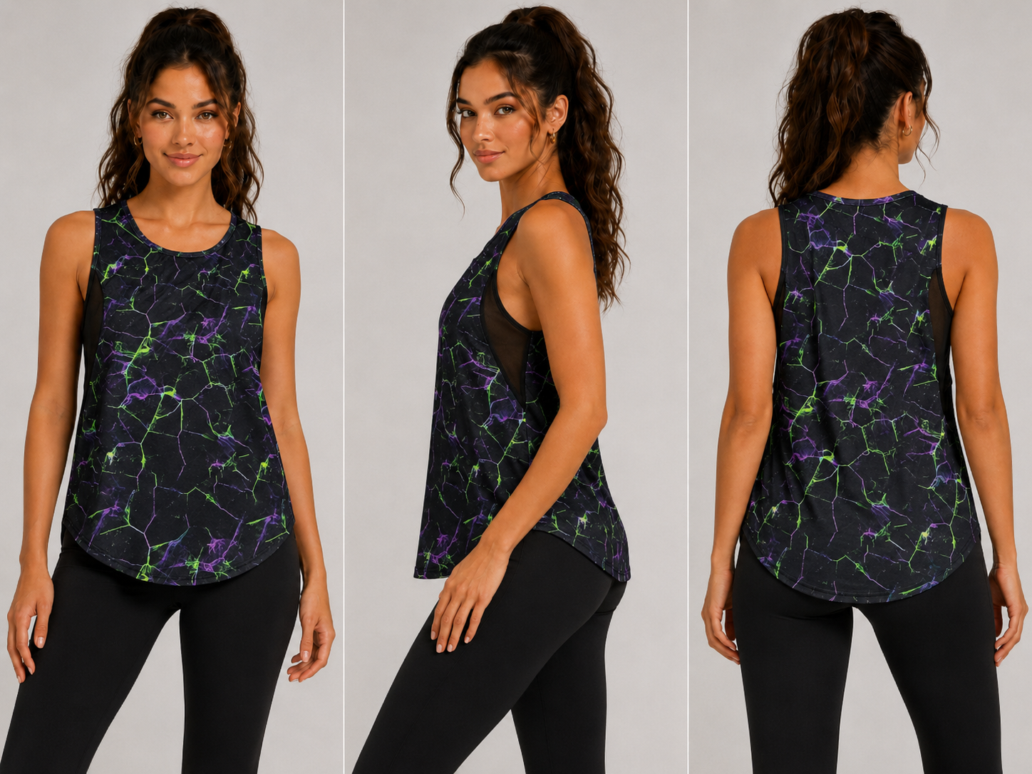Top Deportivo SHEIN Estampado Neón – Talla M