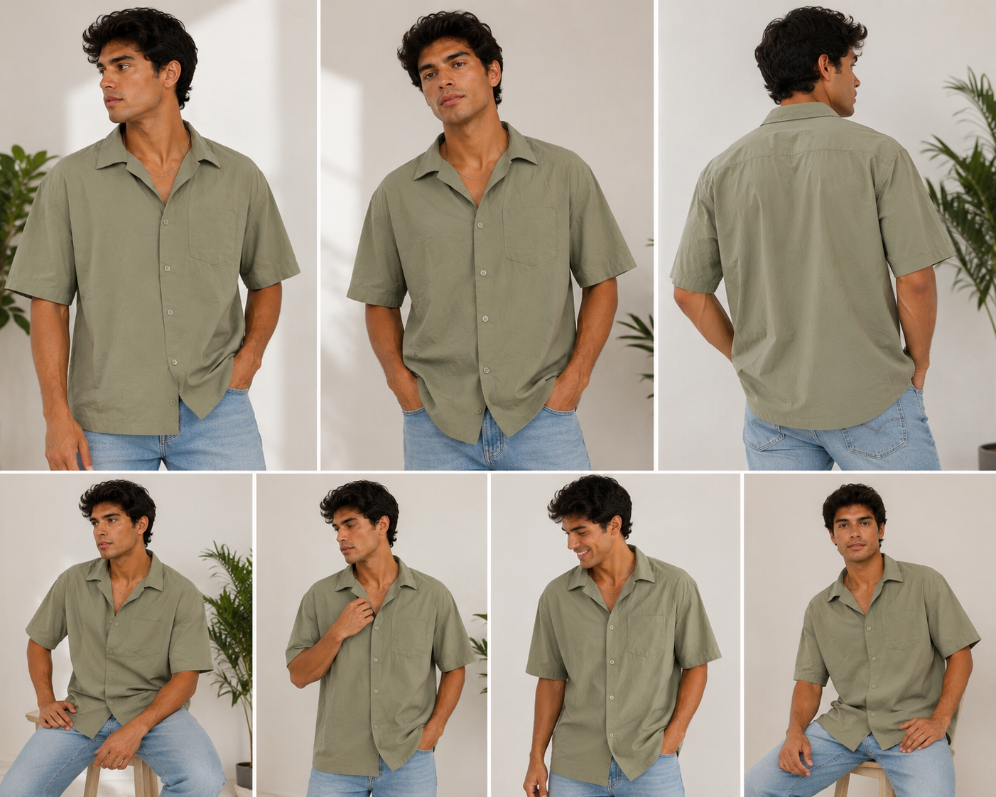 Camisa Casual de Manga Corta para Hombre