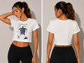 Crop Top Blanco con Estampado de Tortuga Marina