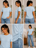 Blusa de Algodón Bordado Calado – Azul Cielo