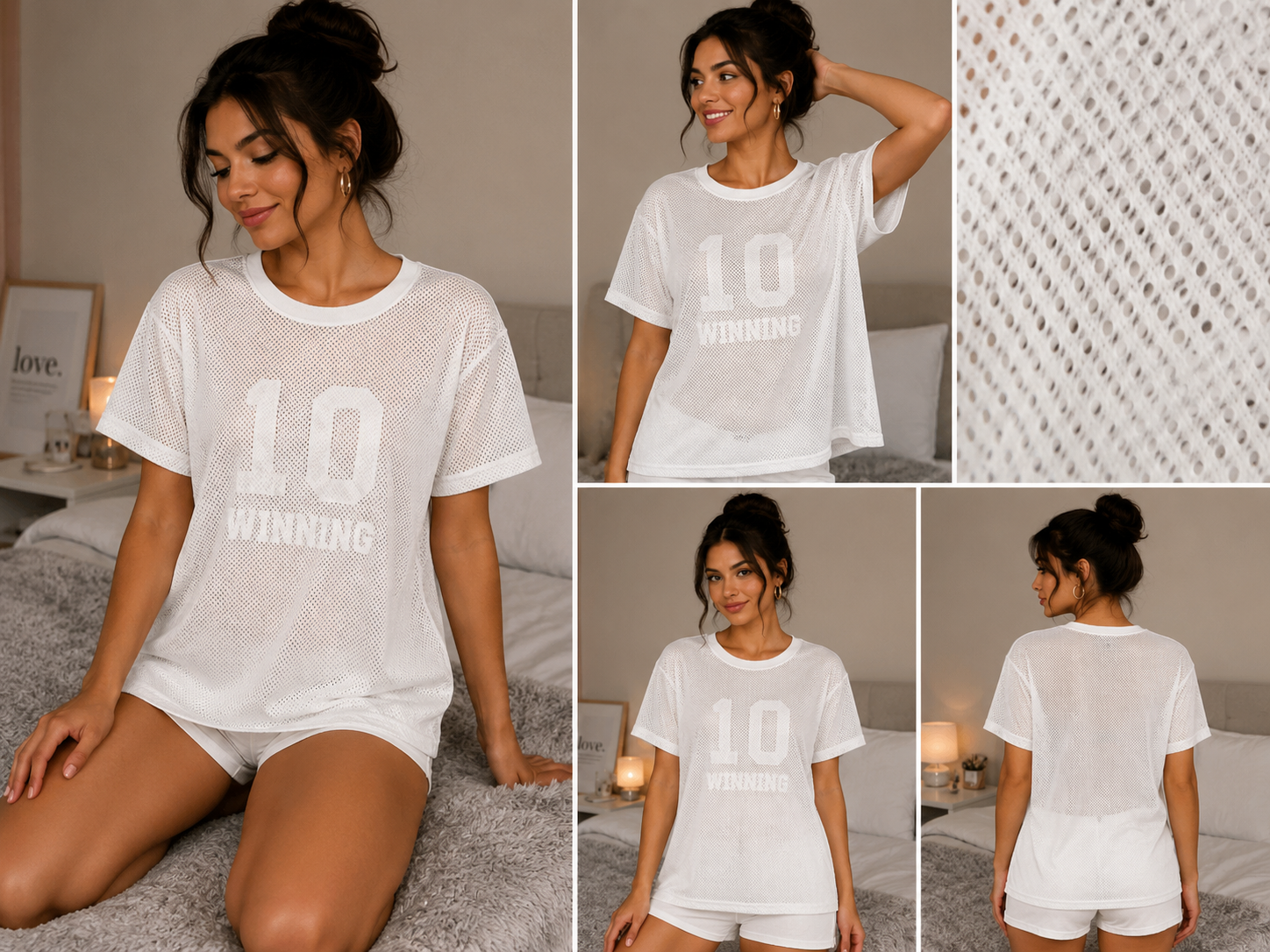 Playera deportiva de malla blanca SHEIN