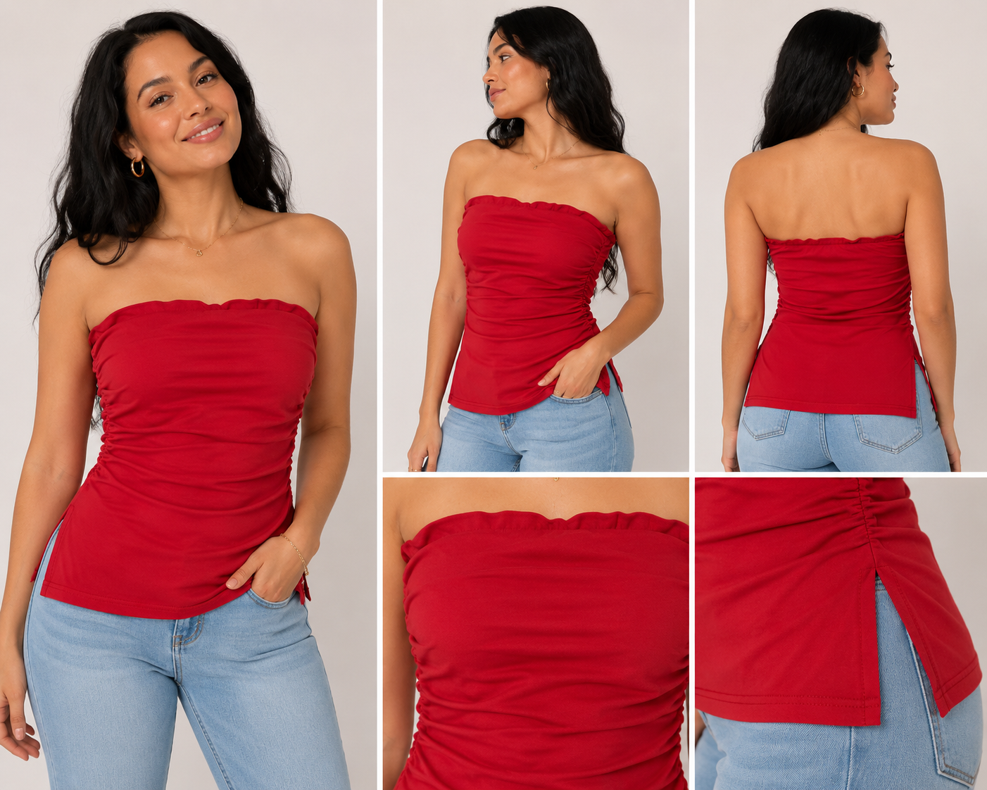 SHEIN | Top Strapless Fruncido para Mujer