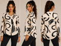 Camisa Estampada Abstracta en Beige y Negro
