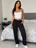 Pantalón Casual Negro de Corte Recto