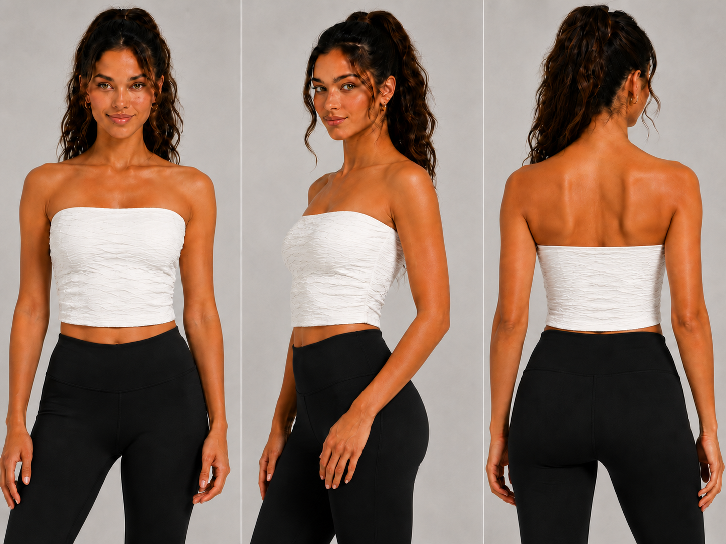 Crop Top Blanco Texturizado con Tirantes Finos