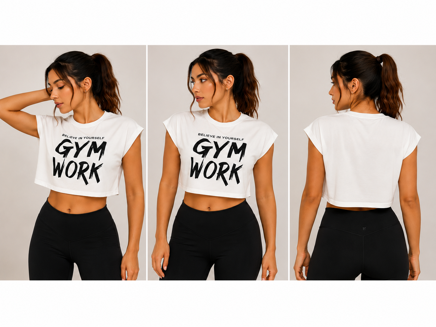 top Crop Deportivo "Gym Work" – Blanco